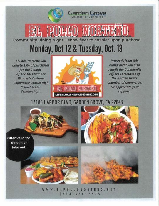 El Pollo Norteño Community Dining Night | City of Garden Grove